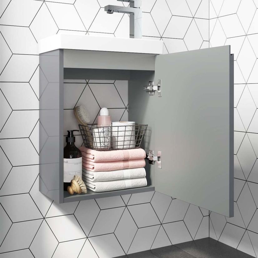 Trent Stone Grey Cloakroom Wall Hung Basin Vanity 400mm