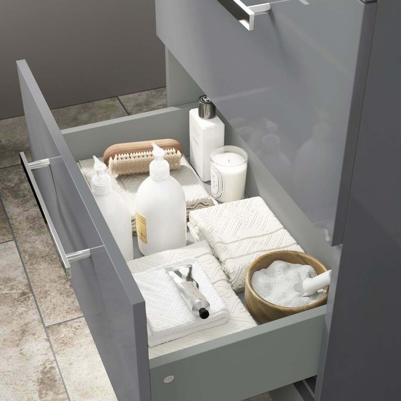 Avon Stone Grey Vanity Drawer with Curved Counter Top Basin 600mm