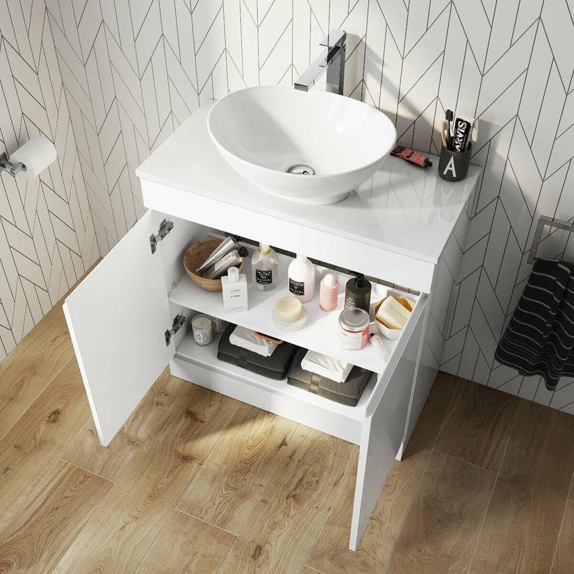 Trent Gloss White Vanity with Oval Counter Top Basin 800mm