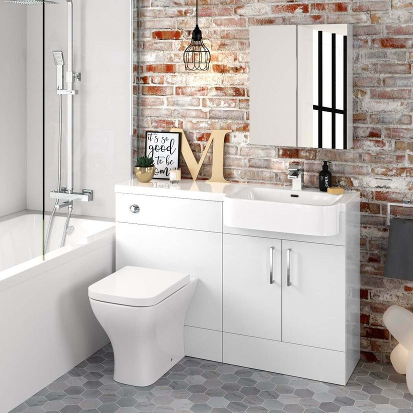 Harper Gloss White Combination Vanity Basin and Atlanta Toilet 1200mm - Right Handed