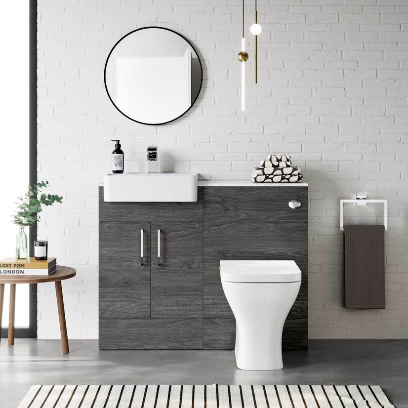 Harper Charcoal Elm Combination Vanity Basin with Marble Top & Atlanta Toilet 1000mm