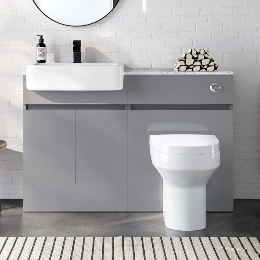Foster Stone Grey Combination Vanity Basin with Marble Top & Denver Toilet 1200mm