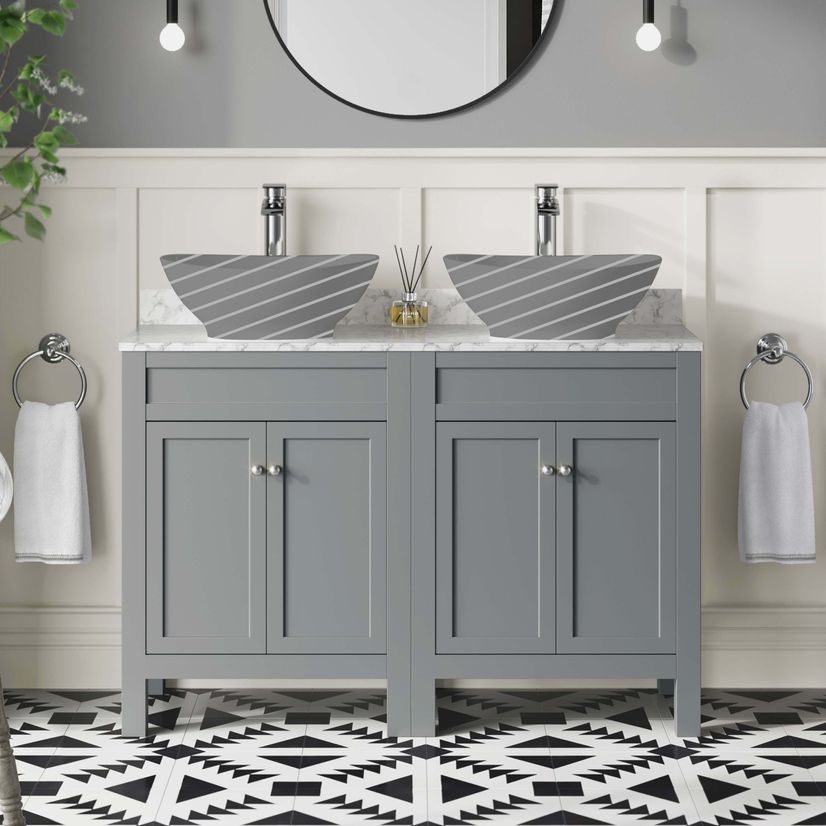 Bermuda Dove Grey Cabinet with Marble Top 1200mm - Excludes Counter Top Basins