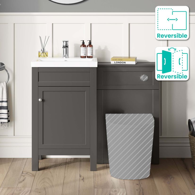 Bermuda Graphite Grey Basin Vanity Drawer and Back To Wall Toilet 1000mm (Excludes Pan & Cistern)