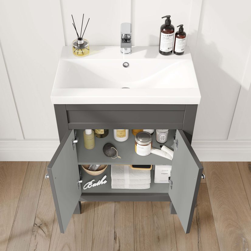 Bermuda Graphite Grey Basin Vanity Drawer and Back To Wall Toilet 1100mm (Excludes Pan & Cistern)