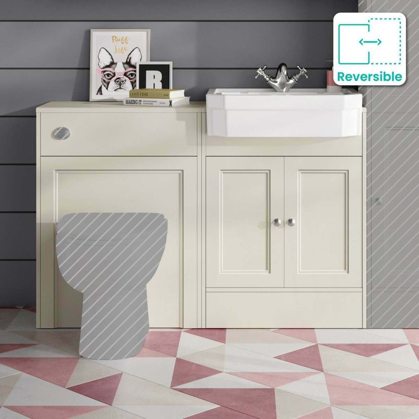 Monaco Chalk White Traditional Basin Vanity and Back To Wall Unit 1200mm (Excludes Pan & Cistern)