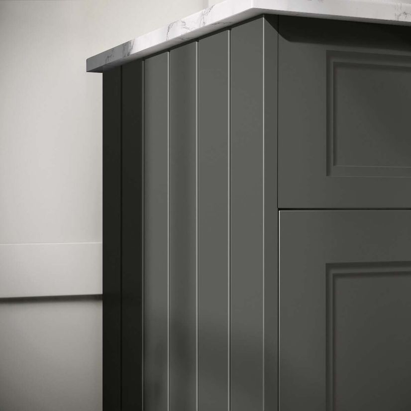 Lucia Graphite Grey Vanity with Marble Top & Curved Counter Top Basin 840mm