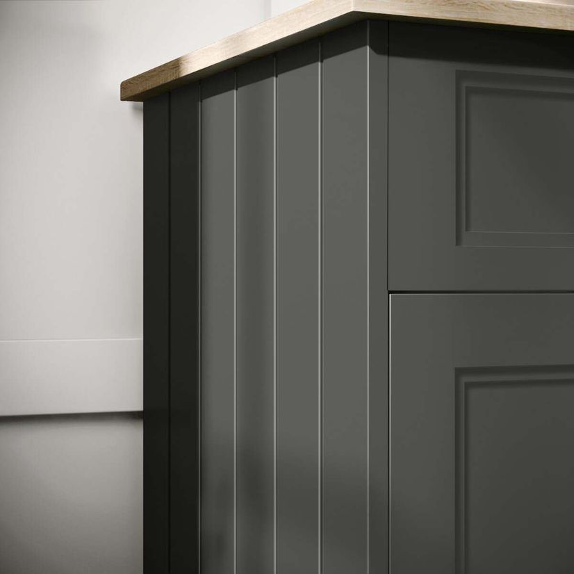 Lucia Graphite Grey Double Vanity with Oak Effect Top & Round Counter Top Basin 1200mm