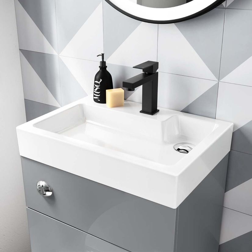 Ohio Stone Grey 2-In-1 Combined Wash Basin & Seattle Toilet 500mm