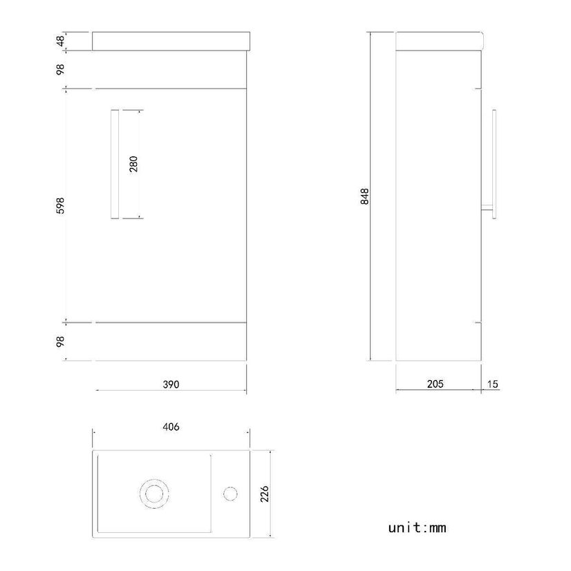 Avon Gloss White Cloakroom Floor Standing Basin Vanity 400mm and Toilet Set