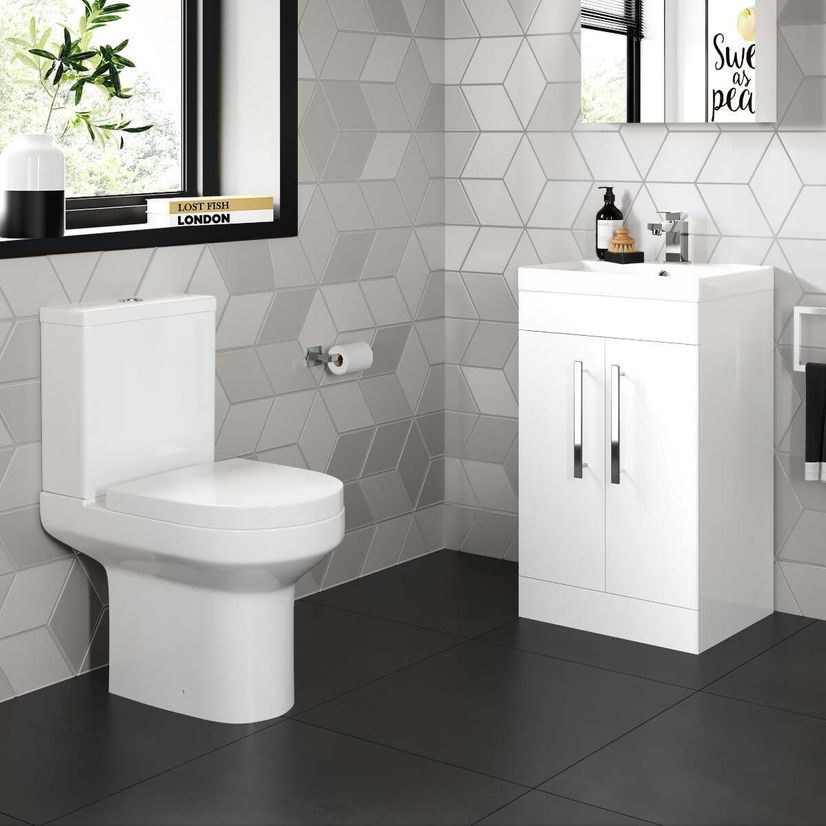 Avon Gloss White Basin Vanity 500mm and Toilet Set