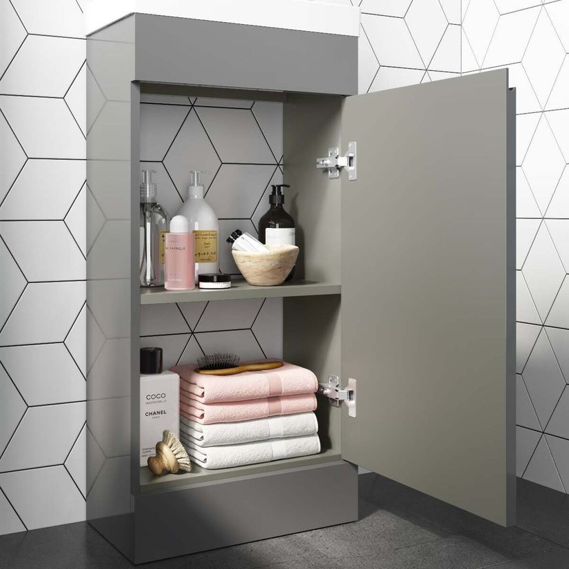 Trent Stone Grey Cloakroom Floor Standing Basin Vanity 400mm and Toilet Set