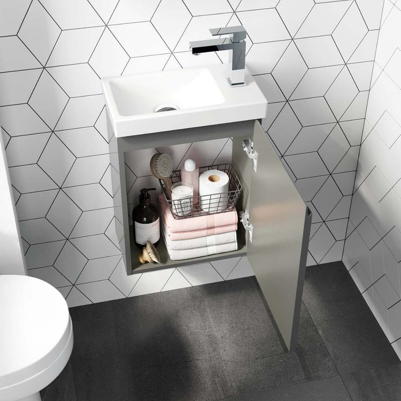 Trent Stone Grey Cloakroom Wall Hung Basin Vanity 400mm and Toilet Set