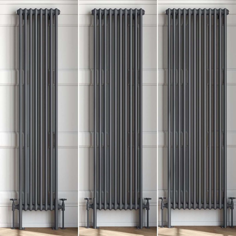 Athens Anthracite Double Column Vertical Traditional Radiator - Various Sizes